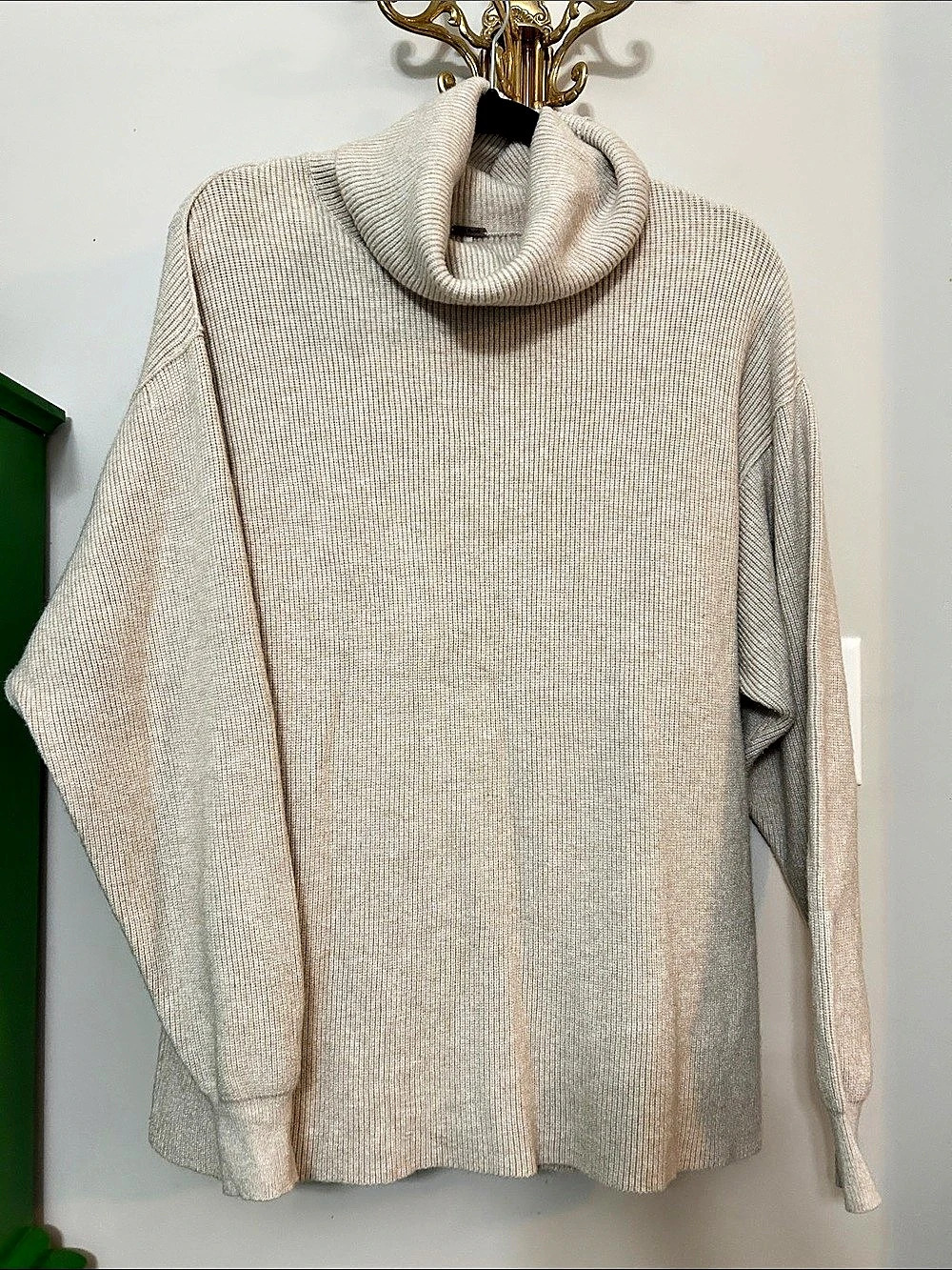 Free People Ottoman Slouchy Tunic Cowl Neck Sweater Cream XS